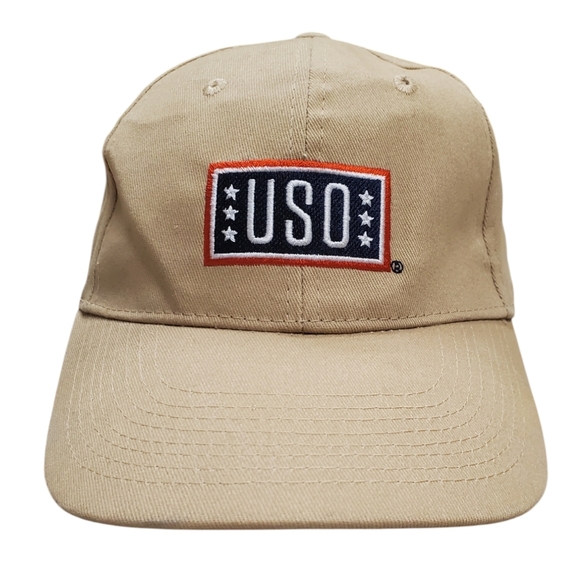 USO Support Our Heroes Slideback Hat Tan OS Adjustable Embroidered Cotton - Picture 2 of 10